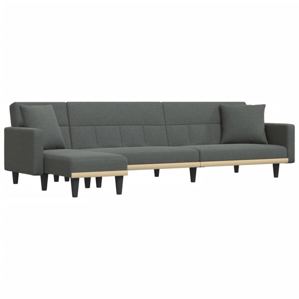 vidaXL L-shaped Sofa Bed Dark grey Fabric (100% polyester), plywood, foam