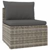 vidaXL Garden Lounge Set Gray PE Rattan, Powder-Coated Steel, Polyester, PVC