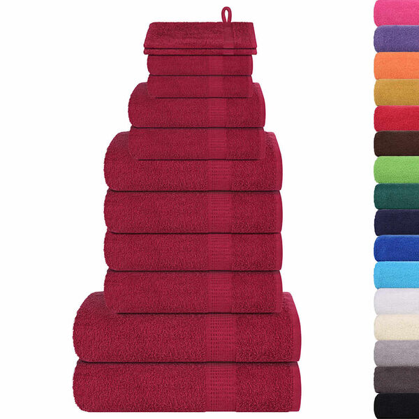vidaXL Towel Set Bordeaux 100% Cotton 12 Piece Set Towel Set
