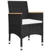 vidaXL 3 Piece Patio Bistro Set Poly Rattan and Acacia Wood Black