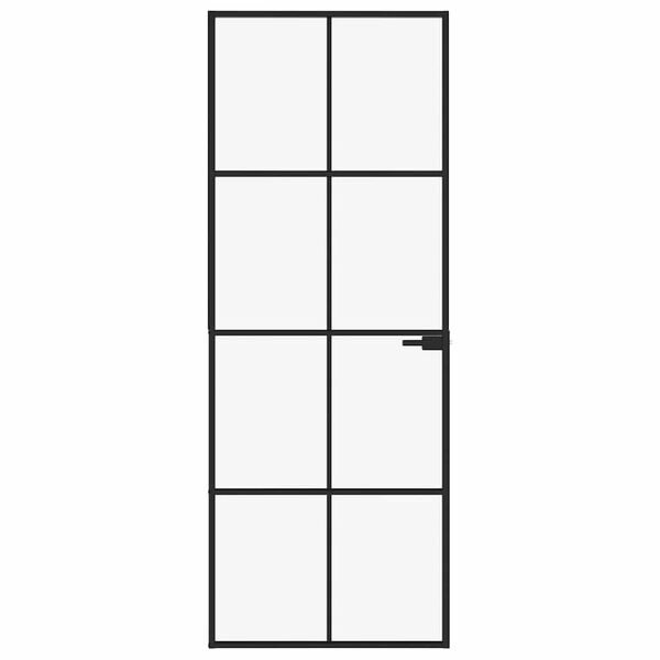 vidaXL Interior Door Black 29.9"x79.3" Tempered Glass&Aluminum Slim