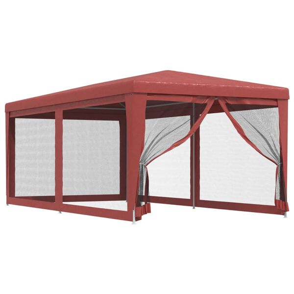 vidaXL Party Tent with 6 Mesh Sidewalls Red 9.8'x19.7' HDPE