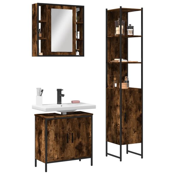 vidaXL Bathroom Cabinet Set Smoked oak Engineered wood Standard