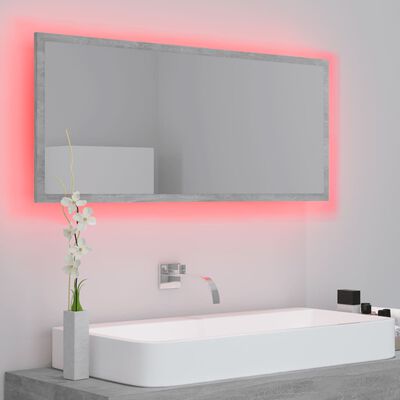 vidaXL LED Bathroom Mirror Concrete Gray 39.4"x3.3"x14.6" Chipboard