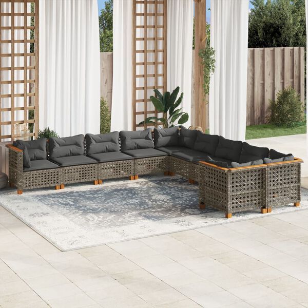 vidaXL Garden Sofa Set Grey Poly Rattan Large Modular Garden Sofa Set