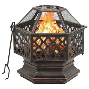 vidaXL Rustic Fire Pit with Poker 24.4x21.3x22.0" XXL Steel