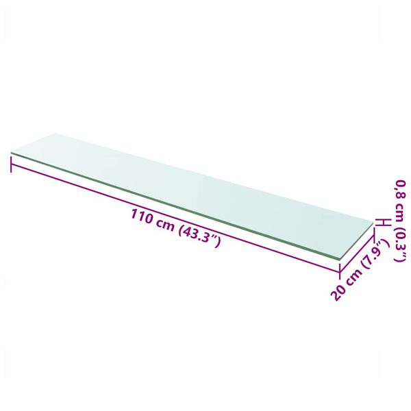 vidaXL Glass Panel Clear Tempered Glass 43.3 x 7.9 in Durable
