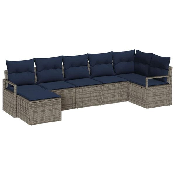 vidaXL Sofa Set 7 pcs Grey Poly Rattan