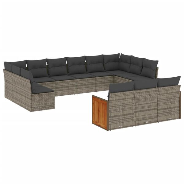 vidaXL Garden Sofa Set Grey PE rattan Large Modular Garden Sofa Set