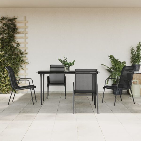 vidaXL Garden Dining Set Black