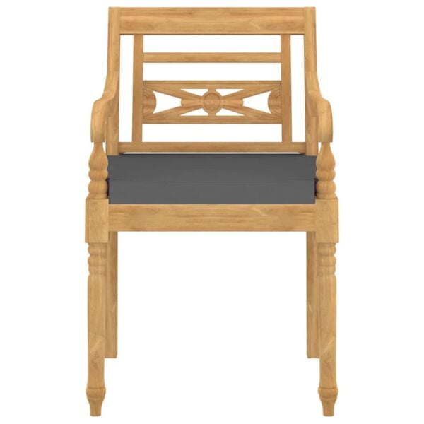 vidaXL Patio Garden Chair Set of 4 Gray Teak Wood Standard Durable