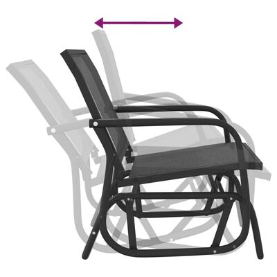 vidaXL Garden Glider Chair Black 24"x29.9"x34.3" Textilene&Steel