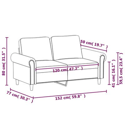 vidaXL 2-Seater Sofa Dark Gray 47.2" Velvet