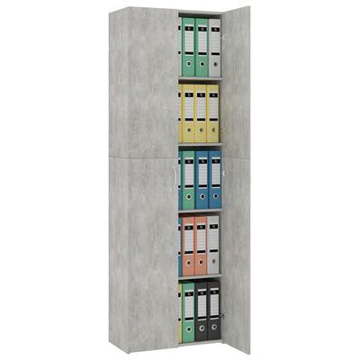 vidaXL Office Cabinet Concrete Gray 23.6"x12.6"x74.8" Engineered Wood