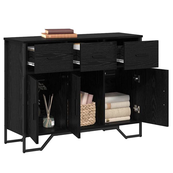 vidaXL Sideboard with Drawer Black Oak 38.19 x 12.80 x 29.33 in