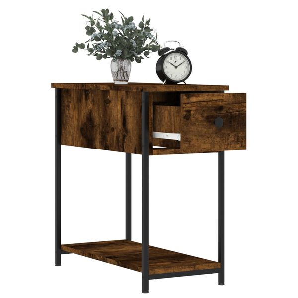 vidaXL Bedside Cabinet Set of 2 Smoked Oak Engineered wood, iron
