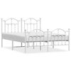 vidaXL Bed Frame White Powder-Coated Steel King Size Bed Frame