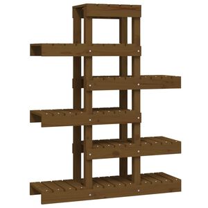vidaXL Plant Stand Honey Brown Solid Pine Wood Decorative Inlays