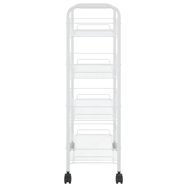 vidaXL 4-Tier Kitchen Trolley White 18.1"x10.2"x33.5" Iron