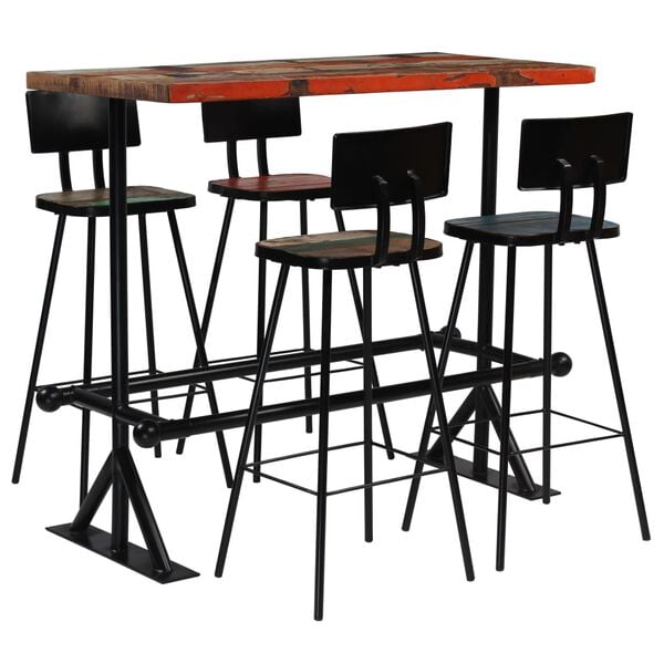 vidaXL Bar Set Multicolor Solid Reclaimed Wood Standard Industrial