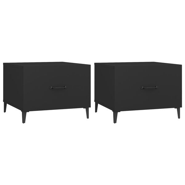 vidaXL Coffee Table Set of 2 Black Engineered wood, Metal Medium