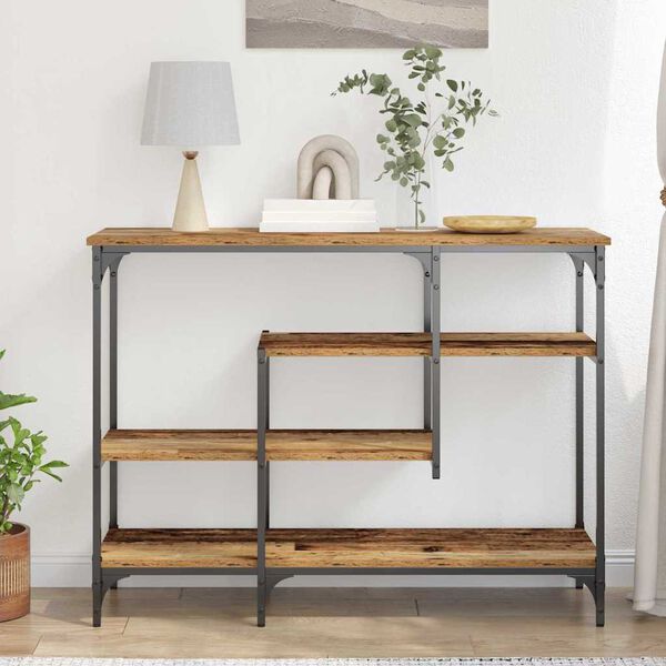 vidaXL Console Table with Shelf with Storage Old wood 100 x 35 x 75 cm