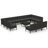 vidaXL Garden Lounge Set Black PE rattan, powder-coated steel, polyester