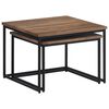 vidaXL Nesting Coffee Table Set of 2 Grey Solid Teak wood, Metal Small