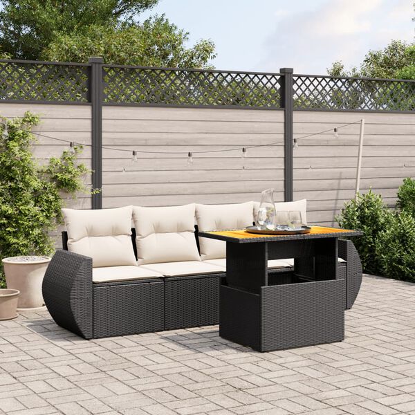 vidaXL Garden Sofa Set Black, Cream White