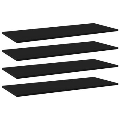 vidaXL Bookshelf Boards 4 pcs Black 39.4"x15.7"x0.6" Chipboard