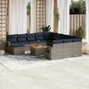 vidaXL 13 Piece Garden Sofa Set with Cushions Grey Poly Rattan