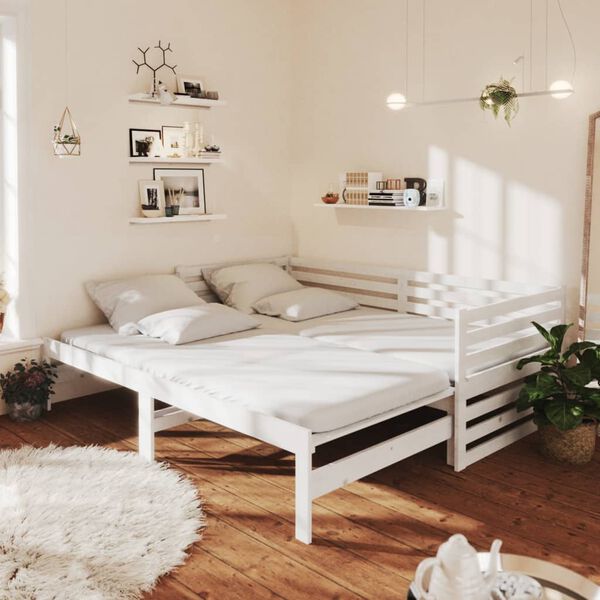 vidaXL Day Bed White Solid pine wood 2x
