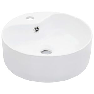 vidaXL Wash Basin with Overflow 14.2x5.1" Ceramic White