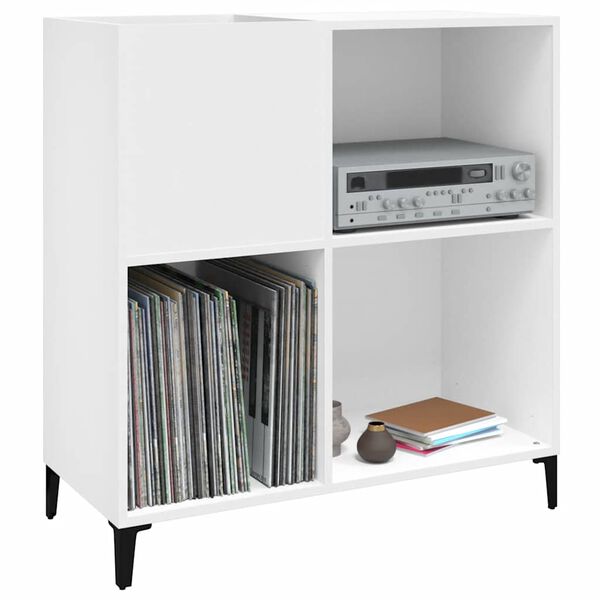 vidaXL Record Cabinet White Engineered wood, metal Medium
