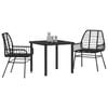 vidaXL Garden Dining Set 3 pcs Black poly rattan