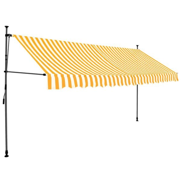 vidaXL Retractable Awning White and Orange Polyester with PU coating