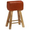 vidaXL Bar Chair Set of 2 Natural wood and brown leather