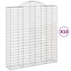 vidaXL Gabion Basket Set of 10 Silver Galvanized iron