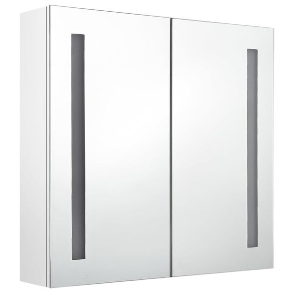 vidaXL Bathroom Cabinet Shining white MDF with melamine finish, glass mirror
