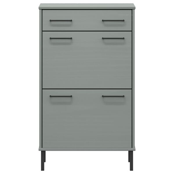vidaXL Shoe Rack Grey Solid pine wood, metal Medium Doors Shoe Rack