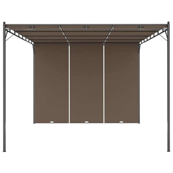 vidaXL Garden Gazebo with Side Curtain 13.1'x9.8'x7.4' Taupe