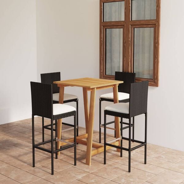 vidaXL Garden Bar Set Black, Cream