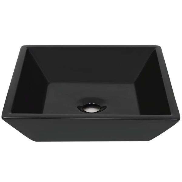 vidaXL Basin Ceramic Square Black 16.3x16.3x4.7"