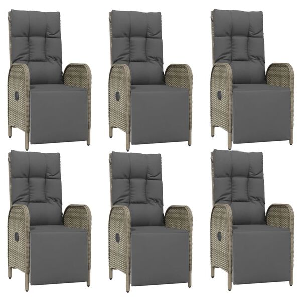 vidaXL Garden Dining Set Gray PE rattan, powder-coated steel, tempered glass