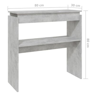 vidaXL Console Table Concrete Gray 31.5"x11.8"x31.5" Engineered Wood