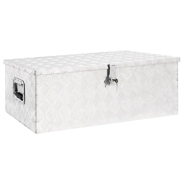 vidaXL Storage Box Silver 35.4"x18.5"x13.2" Aluminum