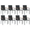 vidaXL 9 Piece Patio Dining Set Black Textilene and Steel