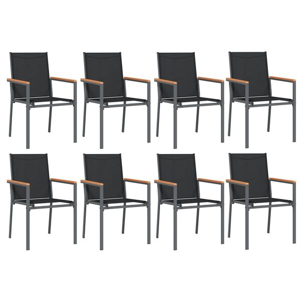 vidaXL 9 Piece Patio Dining Set Black Textilene and Steel