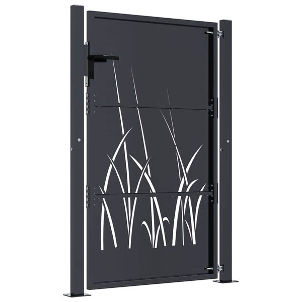 vidaXL Garden Gate Anthracite 39.4x59.1" Steel Grass Design