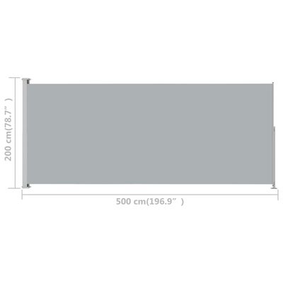 vidaXL Patio Retractable Side Awning 78.7"x196.9" Gray